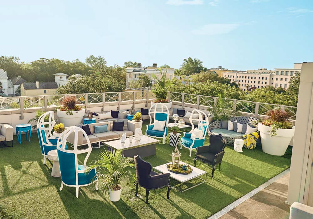 Photograph of the rooftop patio at The Grand Bohemian