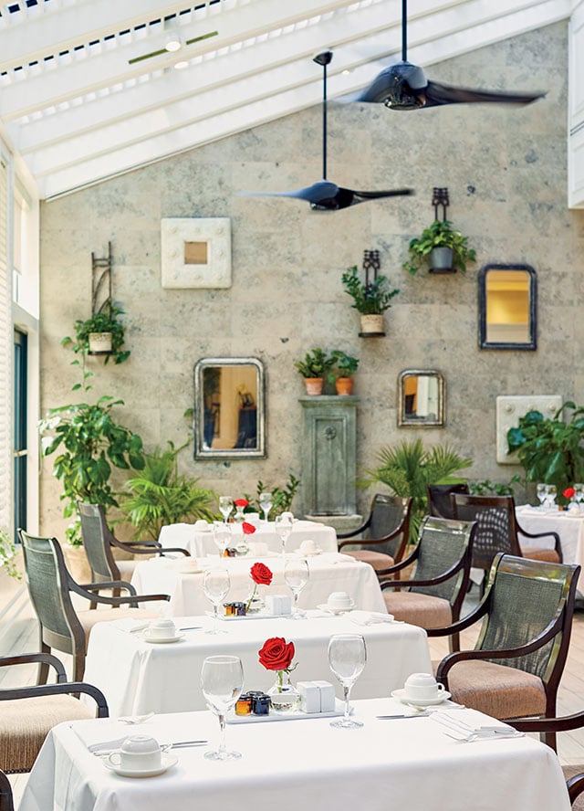 Photograph of the restaurant at Belmond Charleston Place